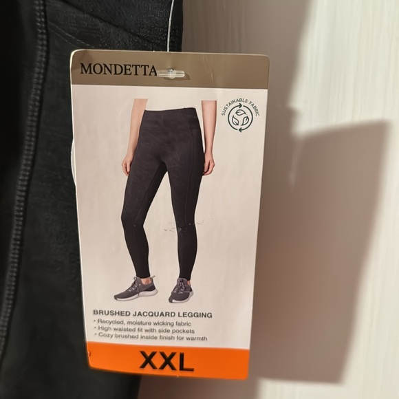 Mondetta NWT Ladies Brushed Jacquard Black Leggings Size XXL item # 1528281 - Picture 7 of 11